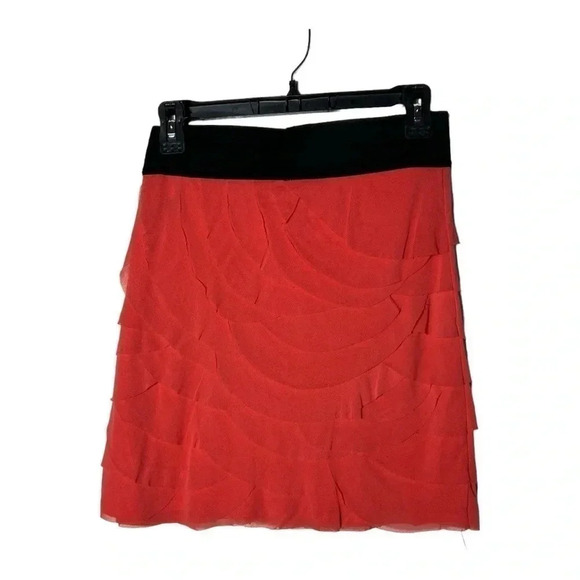 1809. EXPRESS LAYERED MESH MINI LENGTH SKIRT ORANGE/BLACK IN COLOR SIZE SMALL - Picture 5 of 7